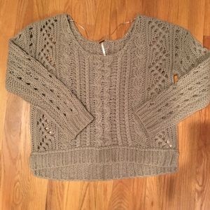 Free People khaki cable knit sweater.
